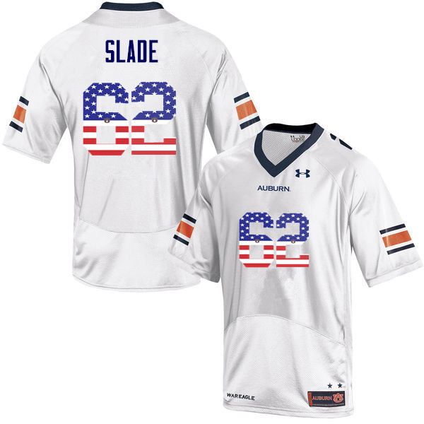 Men #62 Chad Slade Auburn Tigers USA Flag Fashion College Football Jerseys-White - Click Image to Close
